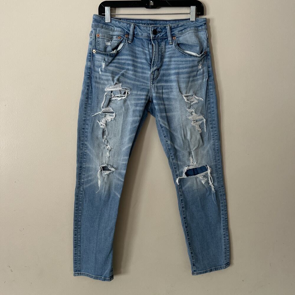 American Eagle jeans mens 31x30 Airflex+ athletic fit Distressed blue stretch